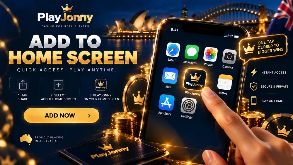 Adding the PlayJonny casino site to a phone home screen as a full-screen shortcut