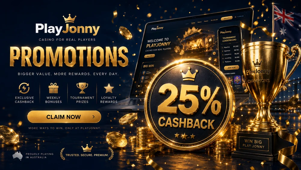 Ongoing PlayJonny promotions including reload bonuses, weekly cashback and network drops campaigns